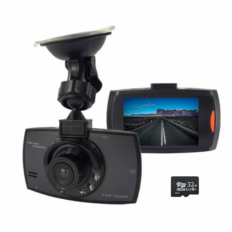 Širokokutni automobil DVR s prednjom i stražnjom snimkom (cikličko snimanje, 1080p, 170°, noćni vid)