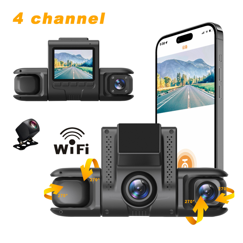 Četverokanalni dashcam s istovremenim prikazom — 1080p + 480 + 480 + 480, 170° široki kut, 3.0-inčni LCD, USB/HDMI, podrška TF kartice