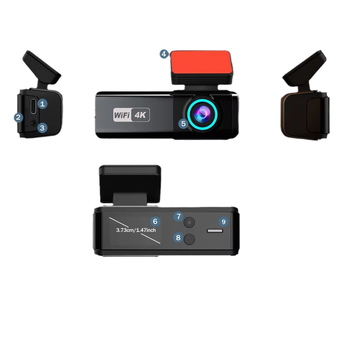 Dash cam 4K με διπλό φακό (εμπρός-πίσω), WiFi GPS, HiSilicon, γωνία προβολής 170°, κυκλική εγγραφή έως 128GB microSD, USB/AV