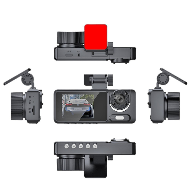 Dash cam με τρεις φακούς, βίντεο 1080p, γωνία προβολής 170°, GPS παρακολούθηση, Wi‑Fi