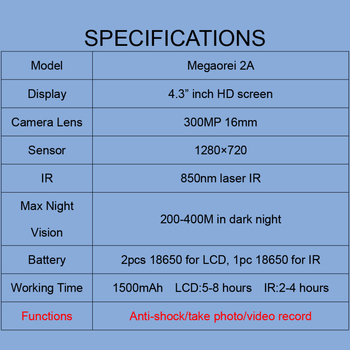 Infracrveni noćni uređaj za vid, 1x povećanje, objektiv 48 mm, učinkovit domet 200–400 m, težina 0,85 kg