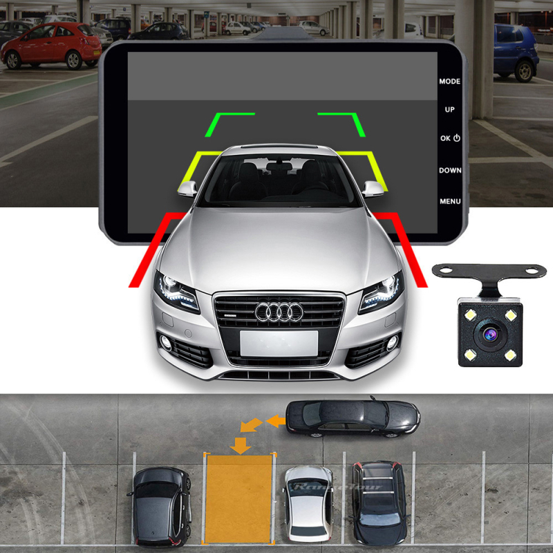 Automobilska kamera s prednjom i stražnjom dvostrukom lećom, 1080p, široki kut 140°, 4,0-inčni zaslon, cikličko snimanje