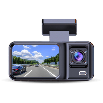 Tri-objektivna automobilska DVR kamera, 1080p, 170° kut gledanja, podrška TF kartici, montaža na vjetrobran i stražnju registarsku pločicu, ciklično snimanje
