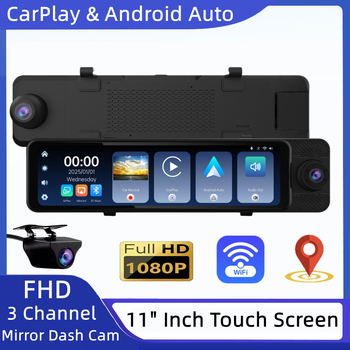 Triobjektivni DVR za retrovizor, 1080p, 170° kut, kružno snimanje, nadzor parkiranja