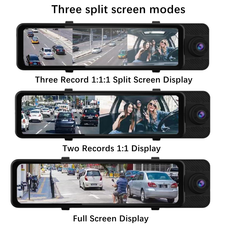 Triobjektivni DVR za retrovizor, 1080p, 170° kut, kružno snimanje, nadzor parkiranja