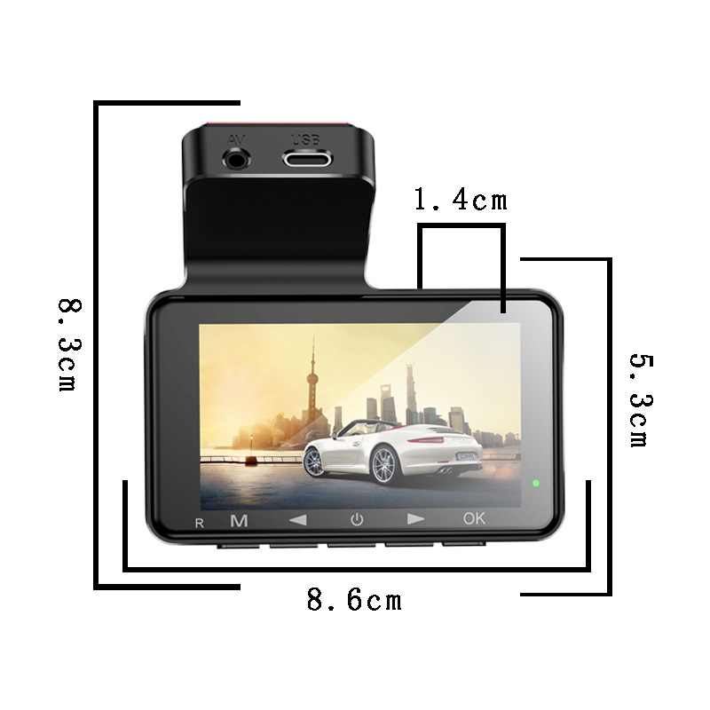 Dashcam s dvostrukim objektivom za auto 1080p, prednja i stražnja kamera, 170° kut, F1.5 otvor blende, noćni vid