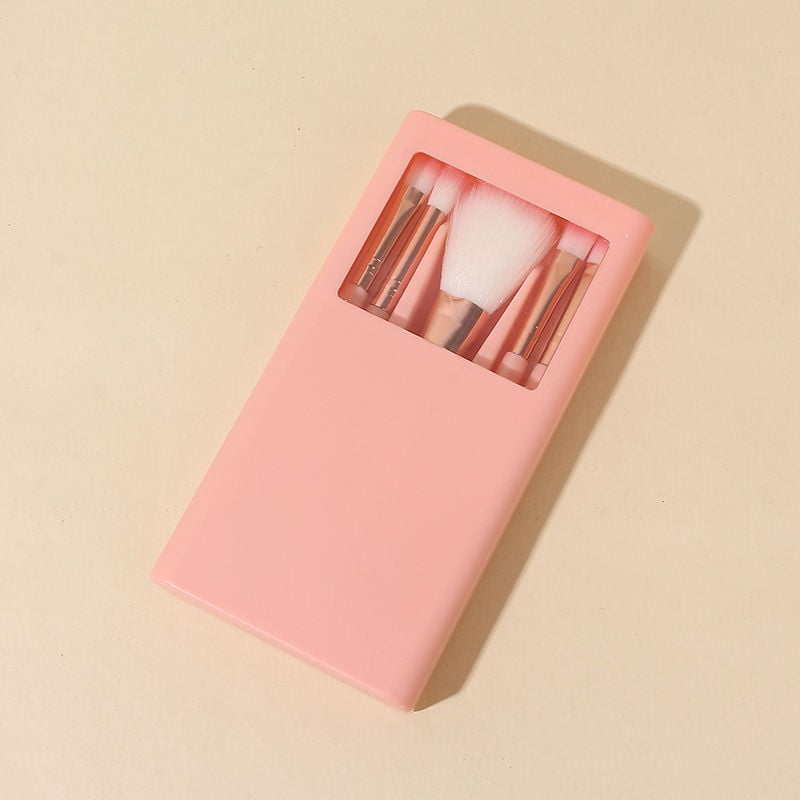 Boran 5-dijelni set četkica za šminku — najlon vlakna, plastične drške, u kutiji, prenosno, ukupna duljina 13,5 cm