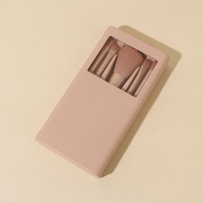 Boran 5-dijelni set četkica za šminku — najlon vlakna, plastične drške, u kutiji, prenosno, ukupna duljina 13,5 cm