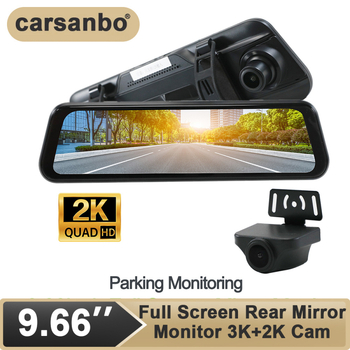 Carsanbo univerzalni clip-on dash cam za retrovizor, dvostruko snimanje sprijeda i straga, 1080p video, 9,66-inčni dodirni zaslon, 150° kut gledanja