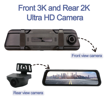 Carsanbo univerzalni clip-on dash cam za retrovizor, dvostruko snimanje sprijeda i straga, 1080p video, 9,66-inčni dodirni zaslon, 150° kut gledanja