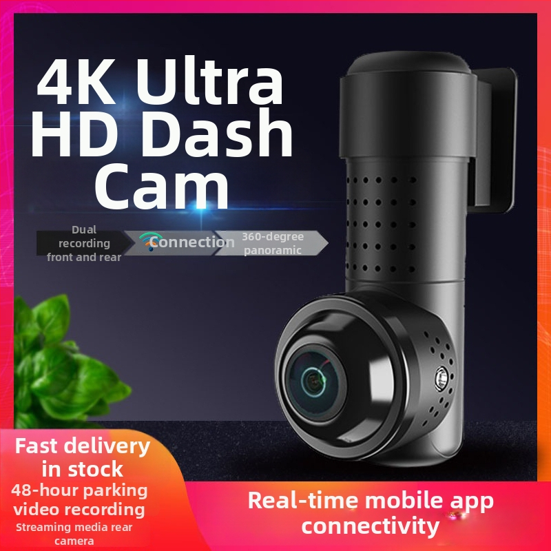 360° panoramska dash cam s bežičnim upravljanjem preko APP – 2160P, petlja snimanja, nadzor parkiranja, montaža na prednje staklo