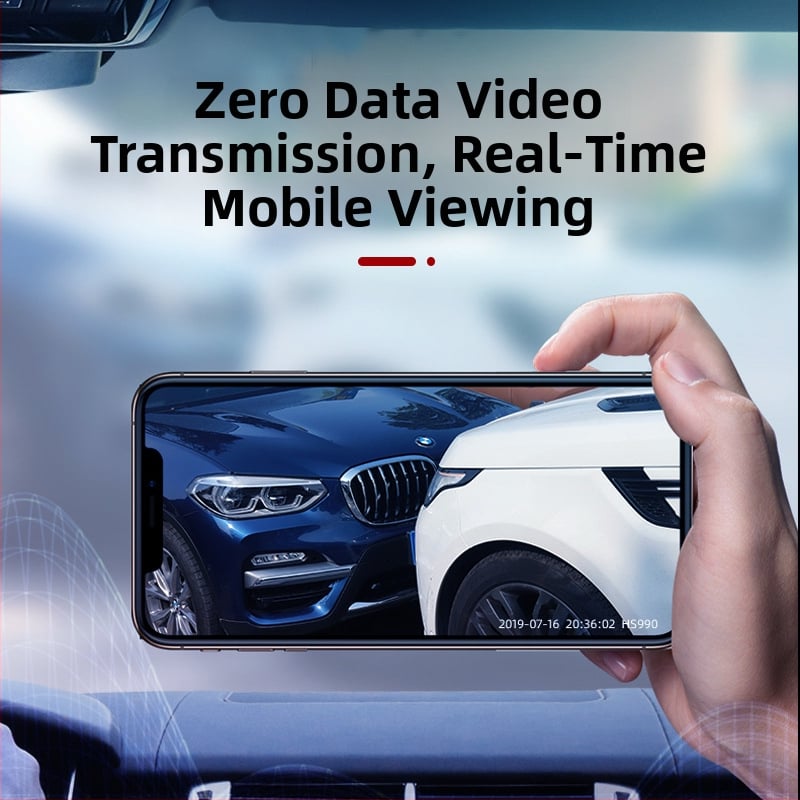 360° panoramska dash cam s bežičnim upravljanjem preko APP – 2160P, petlja snimanja, nadzor parkiranja, montaža na prednje staklo