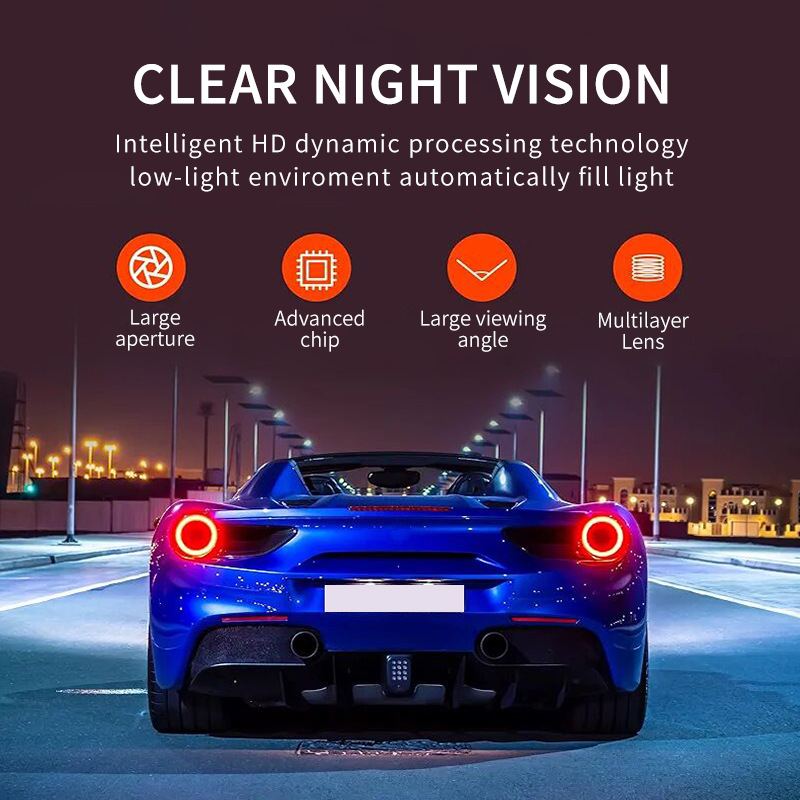 1080p trokanalni dash cam s dvostrukim lećama i slikom za parkiranje unatrag