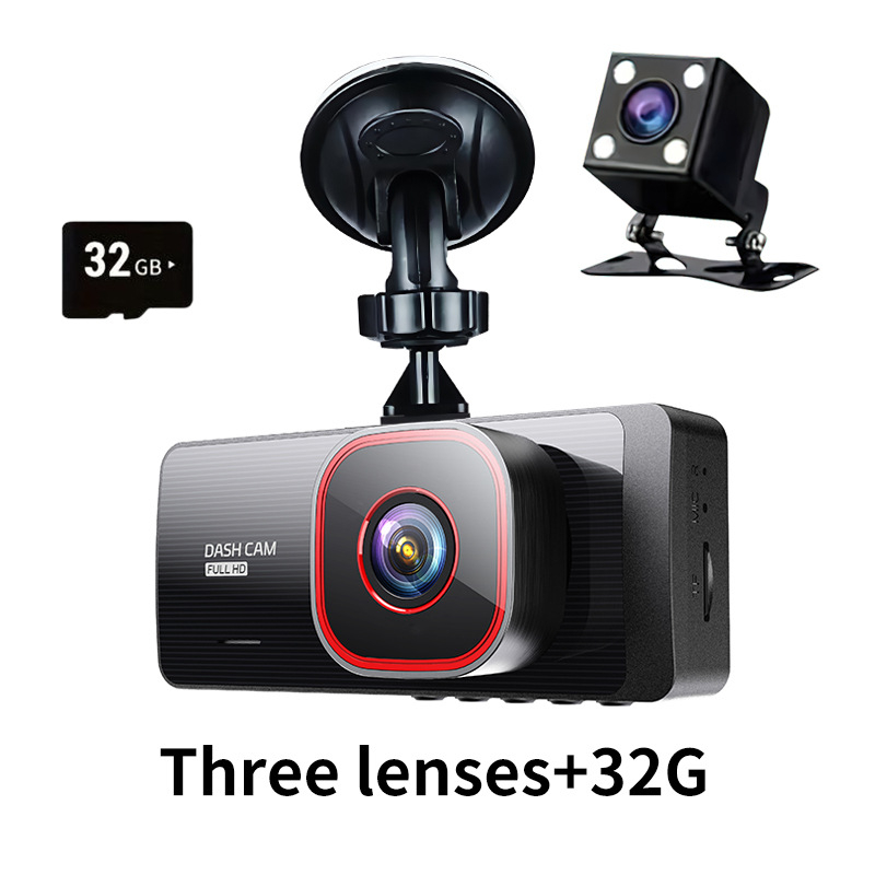 1080p trokanalni dash cam s dvostrukim lećama i slikom za parkiranje unatrag