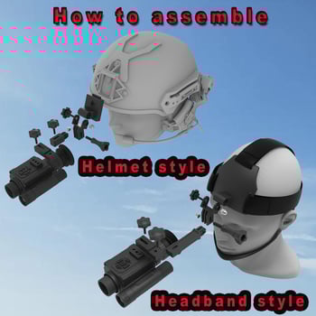 Infracrveni noćni vizir za kacigu i traku za glavu, dvostruka upotreba, 1–5× povećanje, 12 mm objektiv, domet 0–200 m, napajanje 3,7 V