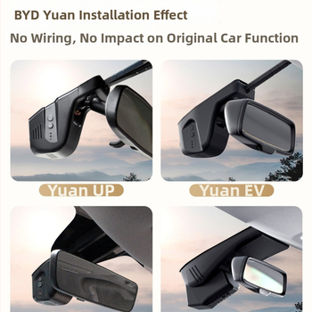 BYD Yuan Up dash cam — bežična, 2160p Ultra HD, prednja i stražnja dvostruka snimka, 170° širok ugao, bez zaslona, 128GB, Vitality Edition, skriveni dizajn