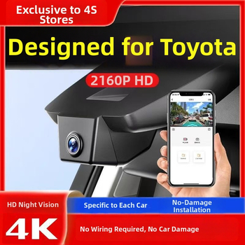 Dvokanalni dash cam za Toyota Camry, Corolla, RAV4, Avalon — 2160p, 170° kut, Wi‑Fi