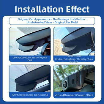 Dvokanalni dash cam za Toyota Camry, Corolla, RAV4, Avalon — 2160p, 170° kut, Wi‑Fi