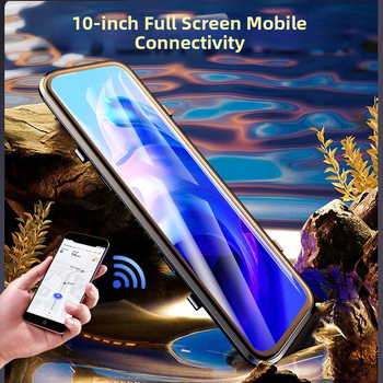 Nova 4K HD DVR za retrovizor, Wi‑Fi, dvostruki objektiv, reprodukcija na telefon, slika vožnje unatrag, zvjezdano noćno vidno, 10-inčni zaslon
