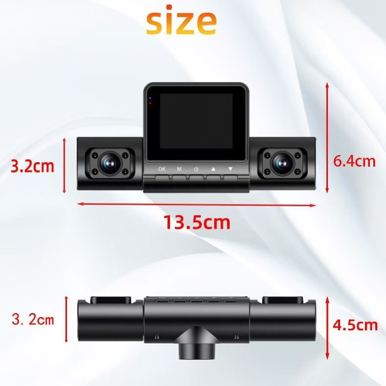 Morning journey M80Pro DVR auto cu 4 lentile, 1080p, unghi de vizualizare 170°, înregistrare în buclă cu card TF, vedere nocturnă infraroșu, montaj pe parbrizul din față