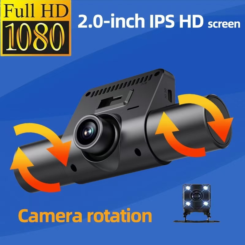 Morning journey M80Pro DVR auto cu 4 lentile, 1080p, unghi de vizualizare 170°, înregistrare în buclă cu card TF, vedere nocturnă infraroșu, montaj pe parbrizul din față