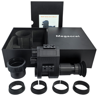 Telescop pentru vedere nocturnă infraroșu, mărire 1–4×, obiectiv 12/16 mm, distanță de vizibilitate 100–400 m, tensiune de funcționare 3.7V, greutate 0.295 kg