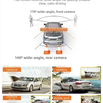 4-inčni dashcam s tri leće: prednja, unutarnja i stražnja kamera, 1080p noćni snimak