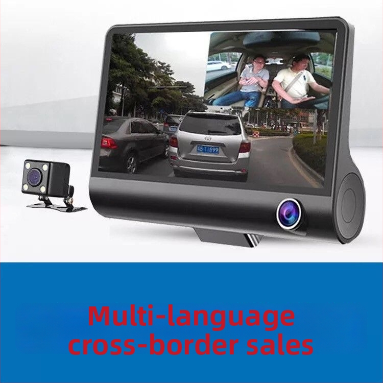 4-inčni dashcam s tri leće: prednja, unutarnja i stražnja kamera, 1080p noćni snimak