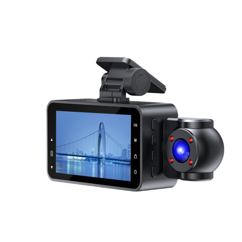Autokamera 1080p HD s infracrvenim noćnim vidom, trostruko snimanje prednja i stražnja kamera, Wi‑Fi, 3,0-inčni zaslon