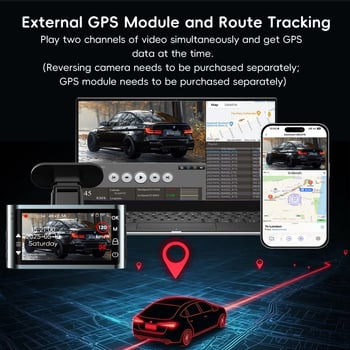 Dash κάμερα αυτοκινήτου 4K με εμπρός και πίσω καταγραφή, 170° πεδίο θέα, 2GB μνήμη, επαναλαμβανόμενη καταγραφή, οθόνη 2,0 ιντσών