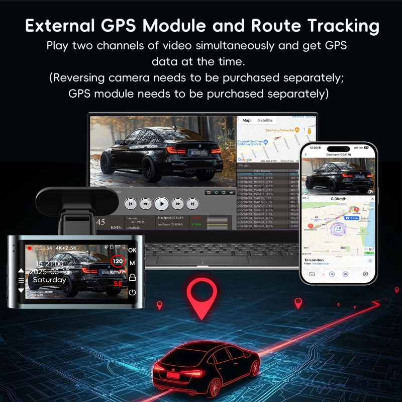 Dash κάμερα αυτοκινήτου 4K με εμπρός και πίσω καταγραφή, 170° πεδίο θέα, 2GB μνήμη, επαναλαμβανόμενη καταγραφή, οθόνη 2,0 ιντσών