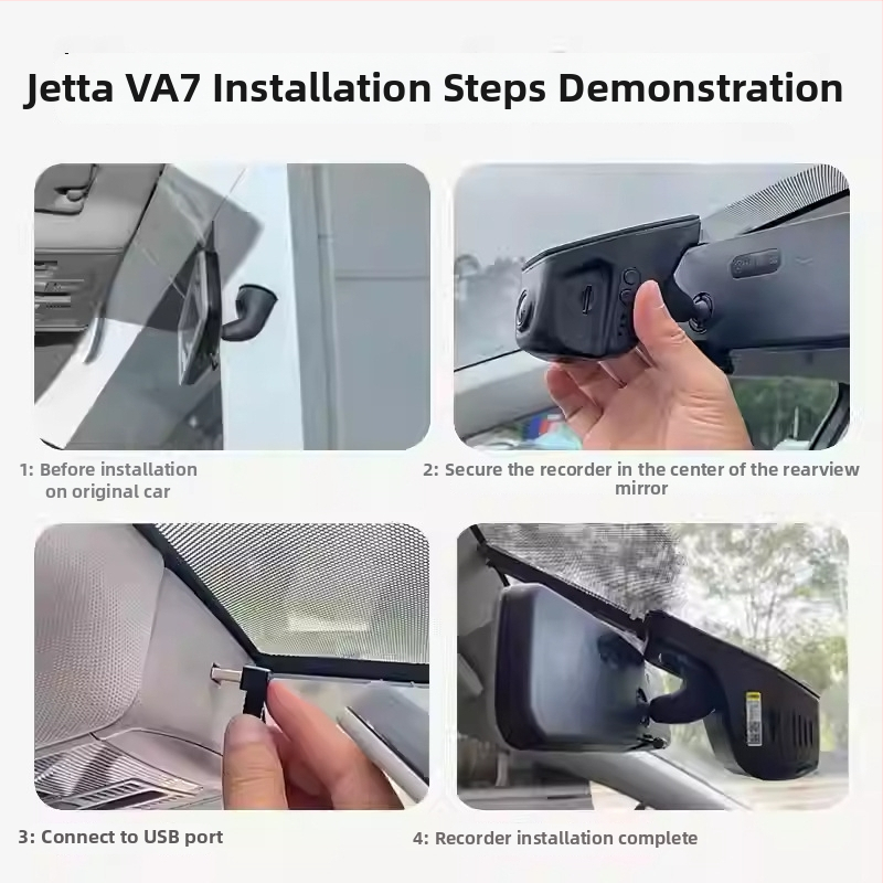 OEM 4K dash cam za VW Jetta Va7, dvostruka kamera, skrivena kabelska instalacija, instalacija bez kablova, 2025 model