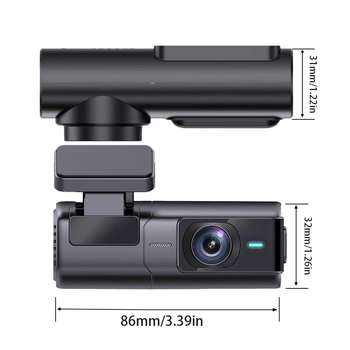 Dash cam με διπλό φακό και εγγραφή εμπρός-πίσω, Wi‑Fi, 2K + 720P, ευρυγώνιος 170°