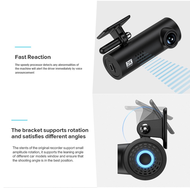 LF9 cameră auto WiFi, lentile duale, 2160P, unghi de vizualizare 170°, monitorizare parcare