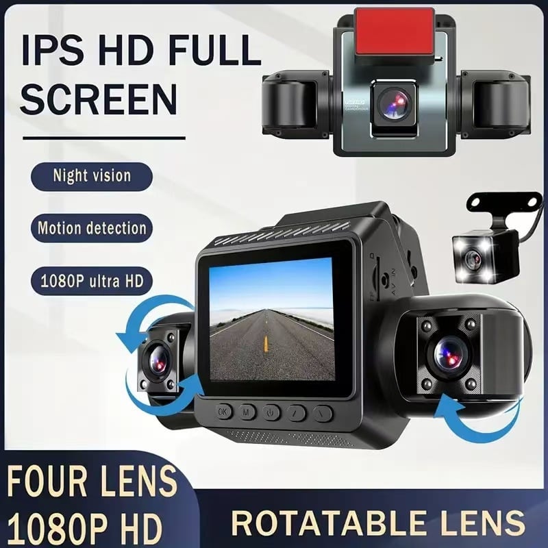 Κάμερα αυτοκινήτου τεσσάρων φακών - 1080P υπέρυθρη νυχτερινή όραση, Wi‑Fi, 140° ευρυγώνιο