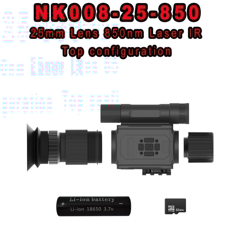 Telescope infraroșu pentru vedere nocturnă NK008 - până la 20x mărire, rază 0-400 m, tensiune 3,7 V, greutate 0,35 kg, HD pentru iluminare redusă