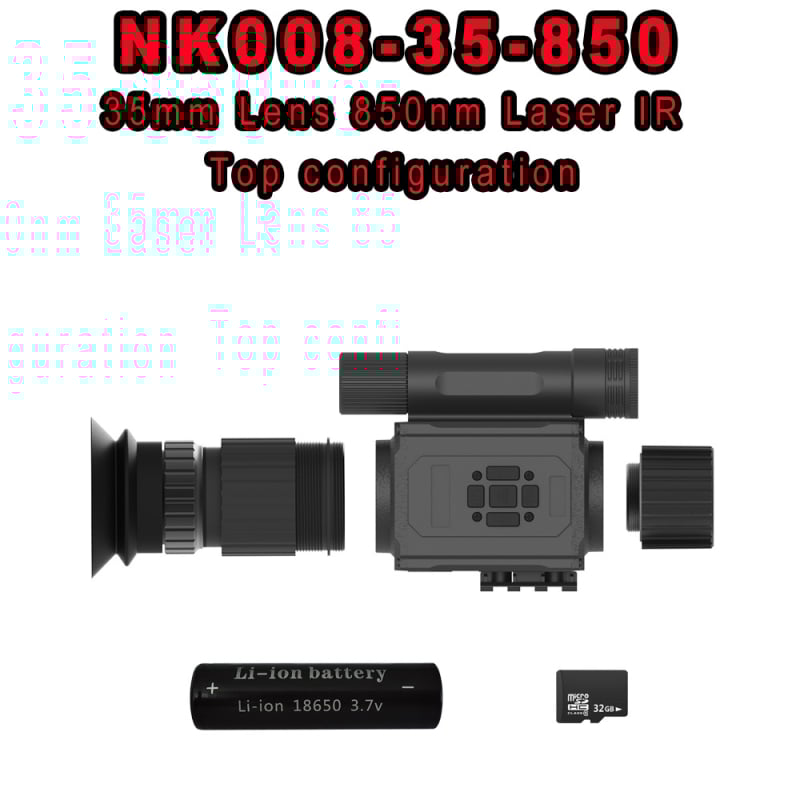 Telescope infraroșu pentru vedere nocturnă NK008 - până la 20x mărire, rază 0-400 m, tensiune 3,7 V, greutate 0,35 kg, HD pentru iluminare redusă