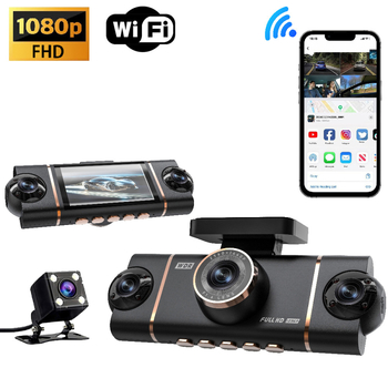 Dash Cam auto cu 4 canale, WiFi, 1080p, vedere nocturnă cu infraroșu, monitorizare parcare și imagine de recul