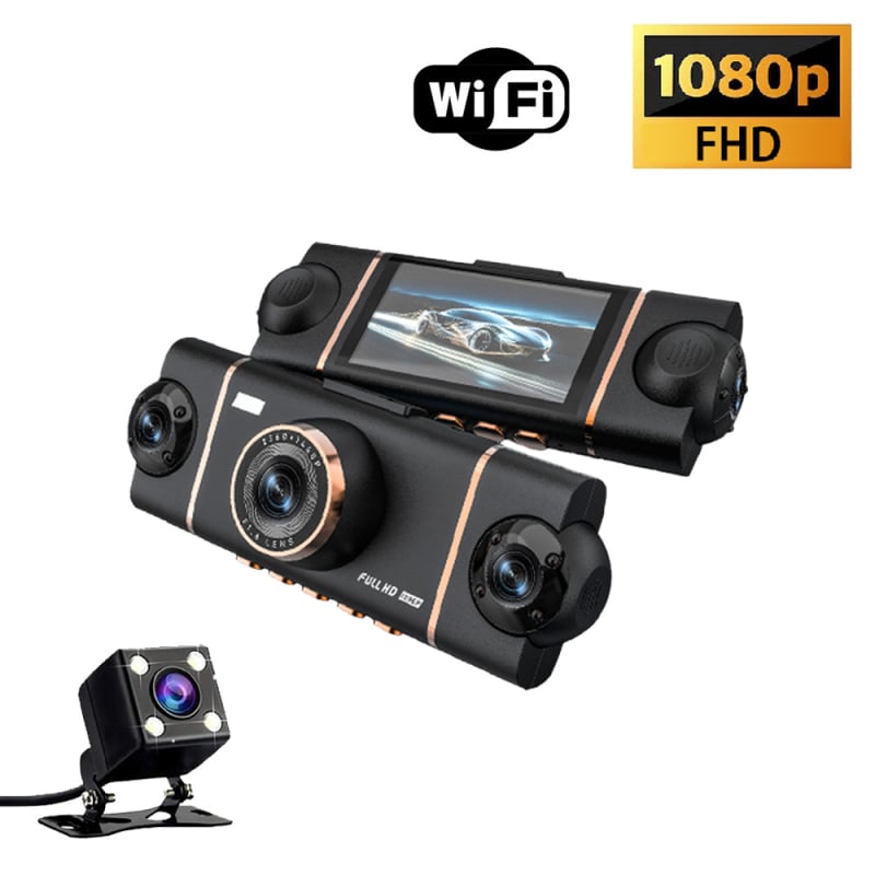 Dash Cam auto cu 4 canale, WiFi, 1080p, vedere nocturnă cu infraroșu, monitorizare parcare și imagine de recul