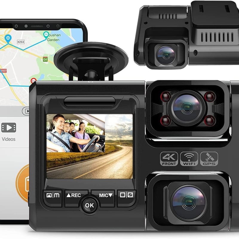 Камера за автомобил с двойно заснемане отпред и отзад, 140° широк ъгъл, 1080p, цикличен запис, USB/AV, TF карта, 2.0-инчов екран