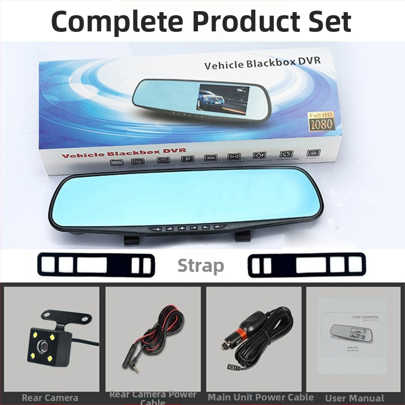 Nočná kamera do auta s predným a zadným záznamom, 1080P, 170° široký uhol, 3,5-palcový dotykový displej, WiFi