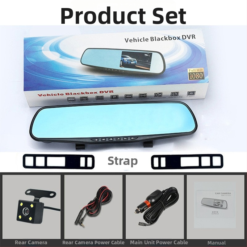 Nočná kamera do auta s predným a zadným záznamom, 1080P, 170° široký uhol, 3,5-palcový dotykový displej, WiFi