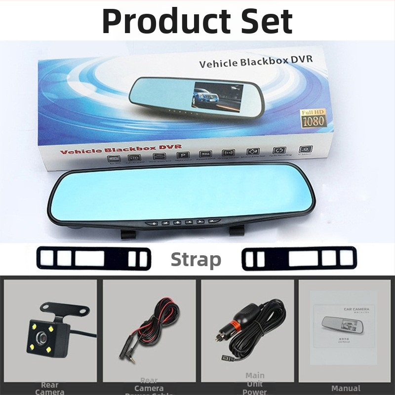 Nočná kamera do auta s predným a zadným záznamom, 1080P, 170° široký uhol, 3,5-palcový dotykový displej, WiFi