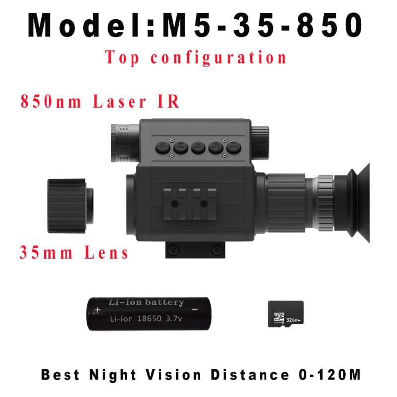 Megaorei M5 infracrveni teleskop za noćno promatranje s 4–16× uvećanjem, objektiv 16/25/35/55 mm, domet 200–400 m, težina 0,4 kg.