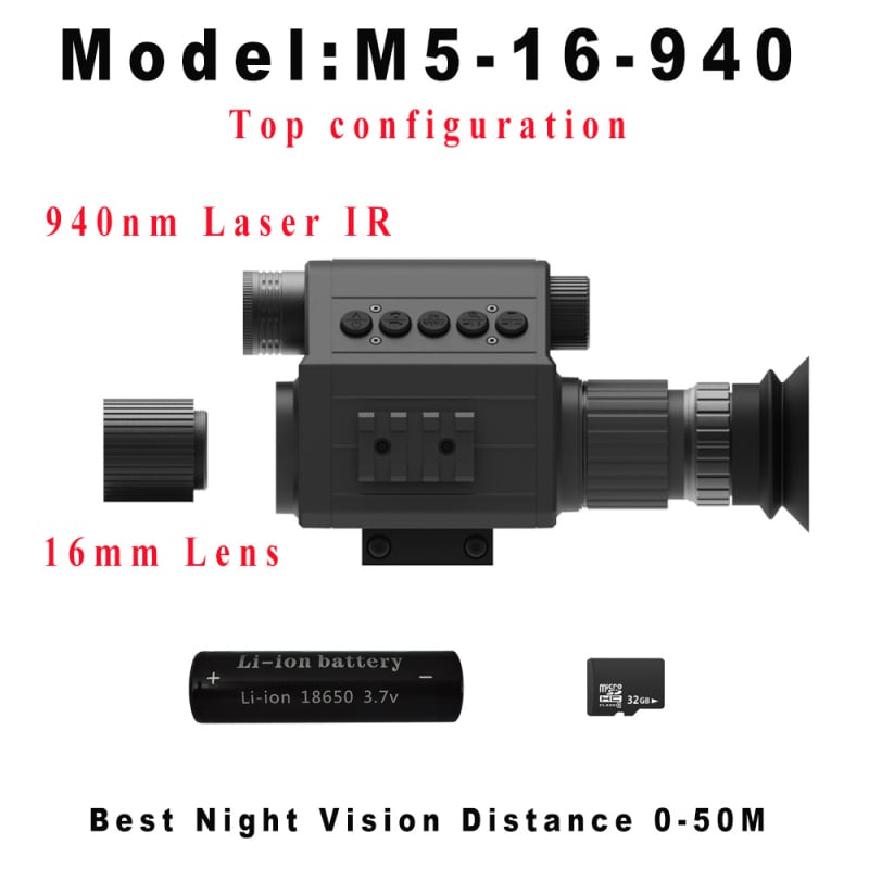 Megaorei M5 infracrveni teleskop za noćno promatranje s 4–16× uvećanjem, objektiv 16/25/35/55 mm, domet 200–400 m, težina 0,4 kg.