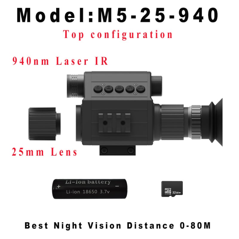 Megaorei M5 infracrveni teleskop za noćno promatranje s 4–16× uvećanjem, objektiv 16/25/35/55 mm, domet 200–400 m, težina 0,4 kg.