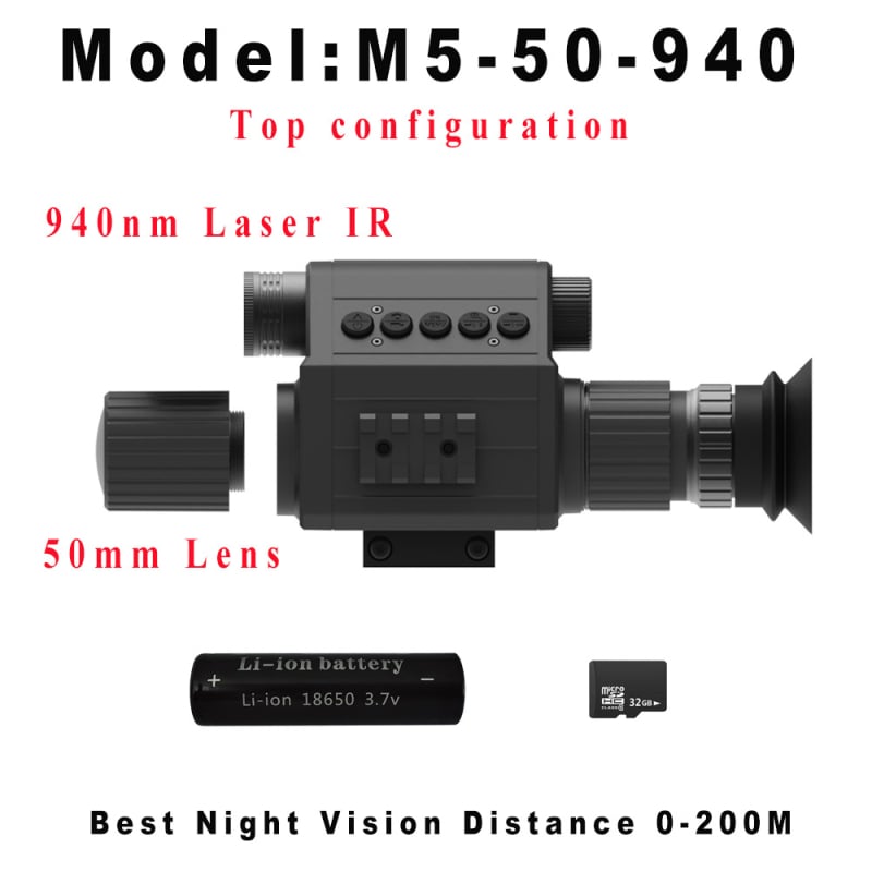 Megaorei M5 infracrveni teleskop za noćno promatranje s 4–16× uvećanjem, objektiv 16/25/35/55 mm, domet 200–400 m, težina 0,4 kg.