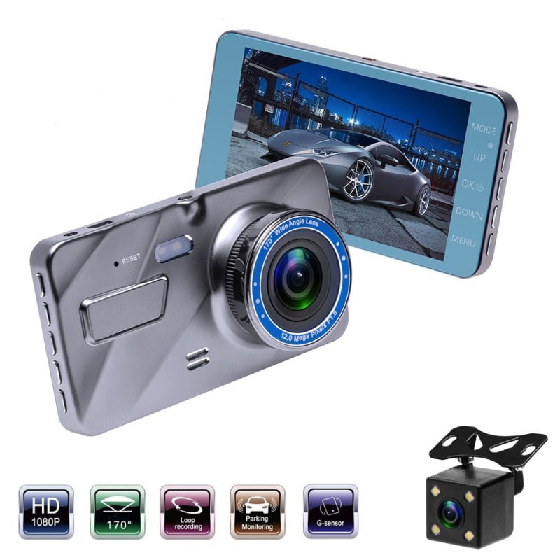 Auto dash cam 1080P, IPS puutetundlik ekraan, ees- ja taga salvestus, öine nägemine, 170° laia nurga