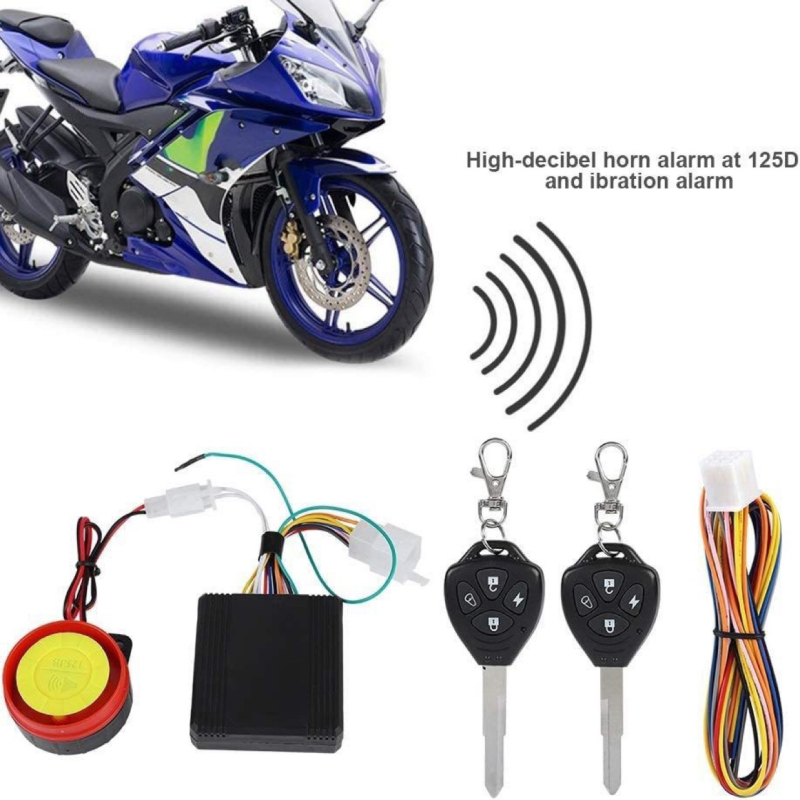 Motorkerékpár riasztó távirányítással, kulcs nélküli indítás, egy gombos gyújtás, 12V vízálló, univerzálisan kompatibil