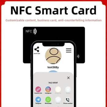 NFC/RFID viedā vizītkarte, bezkontakta, 144 baitu glabāšana, 100000 dzēšanas ciklu, darba temperatūra -25°C līdz 75°C